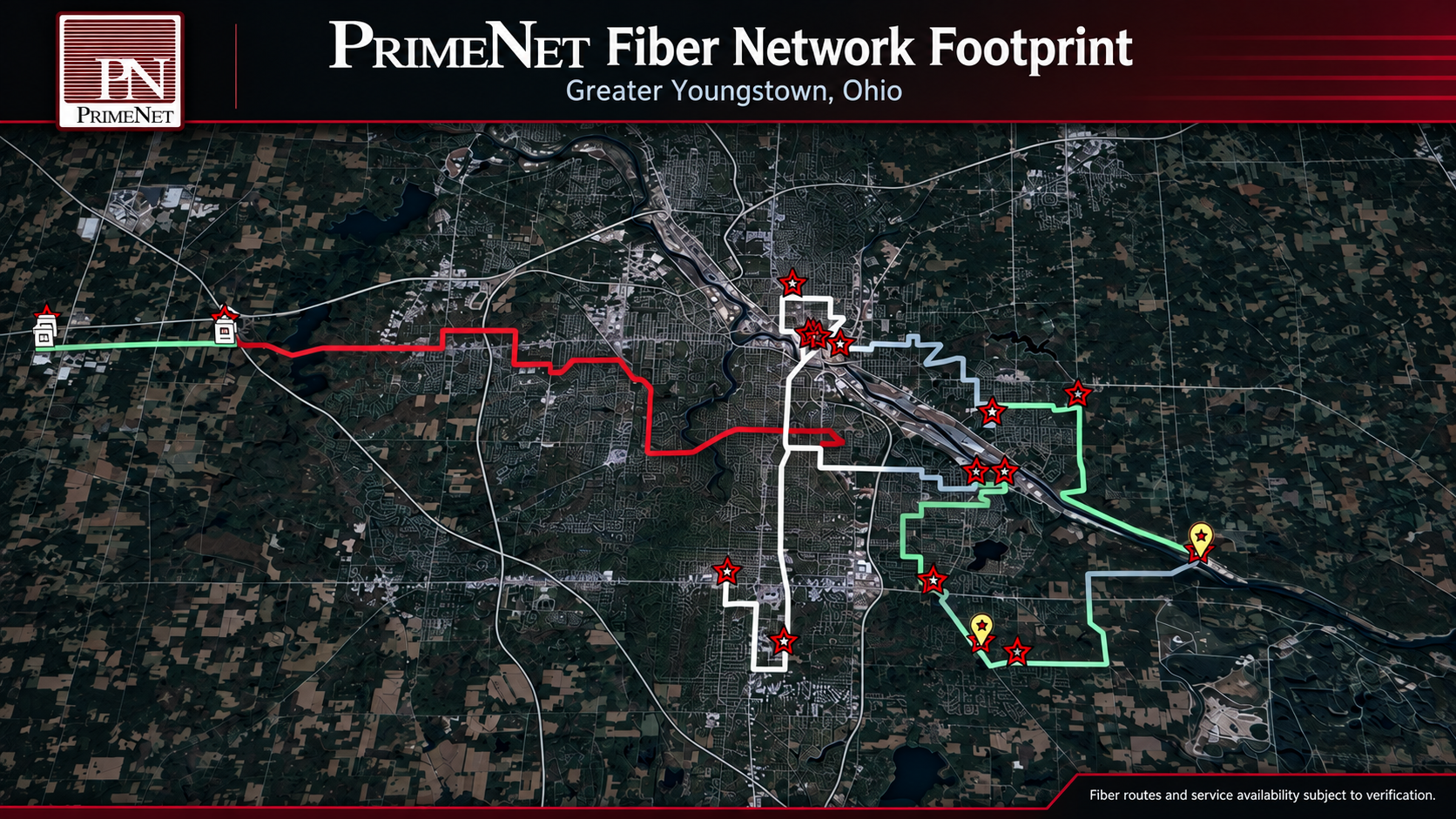 PrimeNet fiber footprint across the Greater Youngstown area
